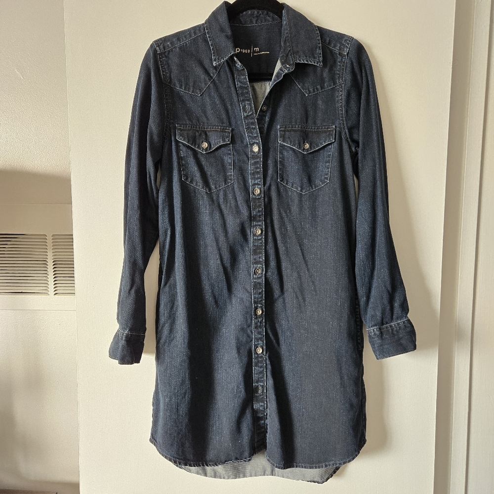 GAP Dark Blue Black Denim Midi Dress